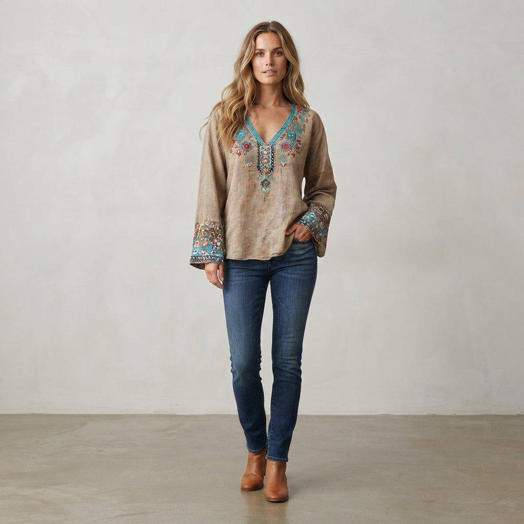 Blouse légère brodée pour femme