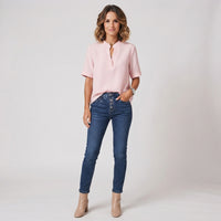 Blouse chic à manches courtes et col en V