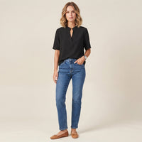 Blouse chic à manches courtes et col en V