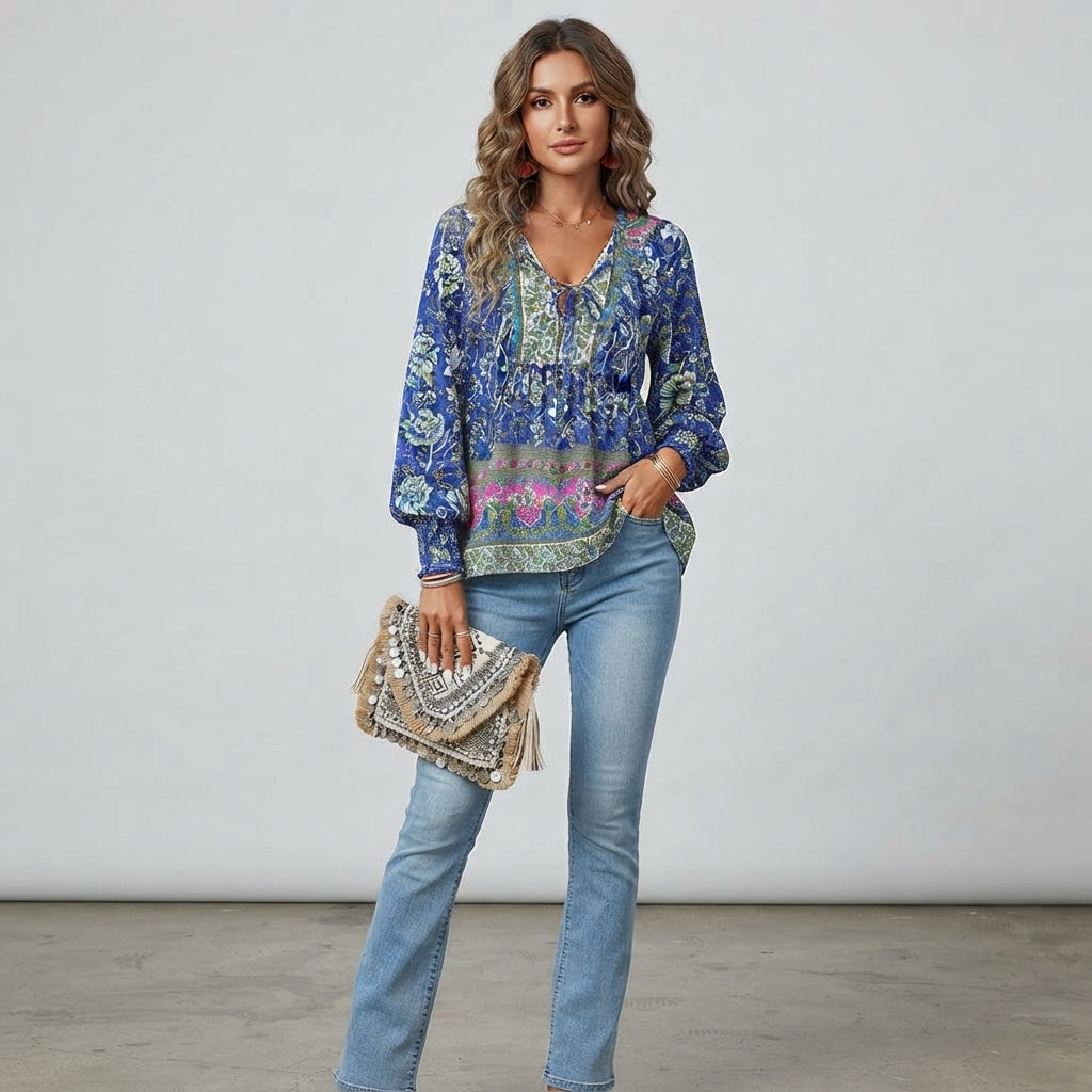 Blouse bohème fleurie et fluide