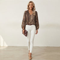 Blouse Jorielle à motif léopard et manches bouffantes