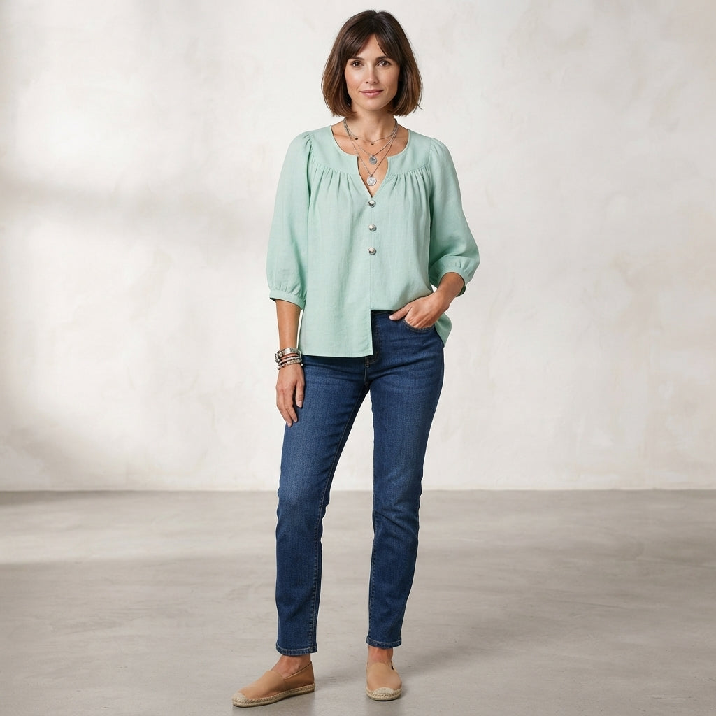 Blouse boutonnée à manches 3/4