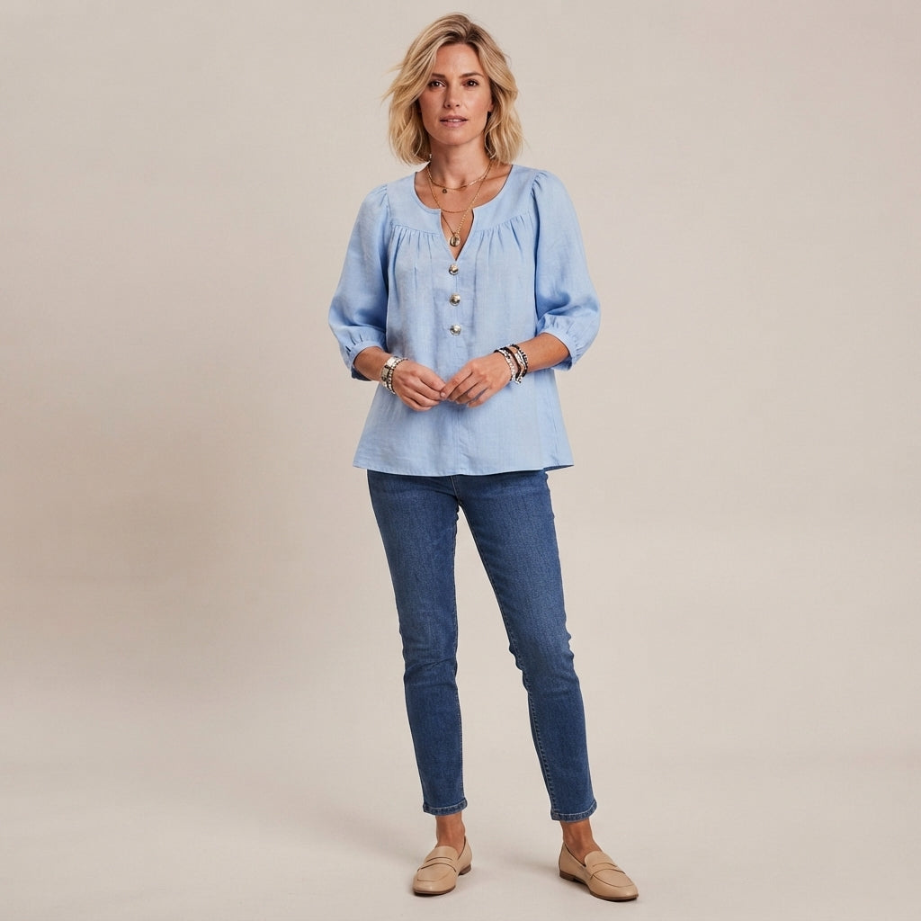 Blouse boutonnée à manches 3/4