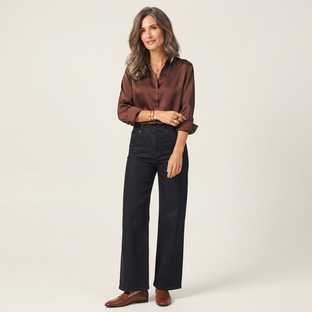 Blouse boutonnée en satin Aubrey