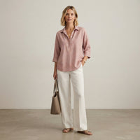 Blouse à col Hélène, effet lin