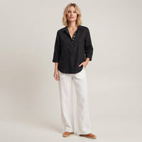 Blouse à col Hélène, effet lin