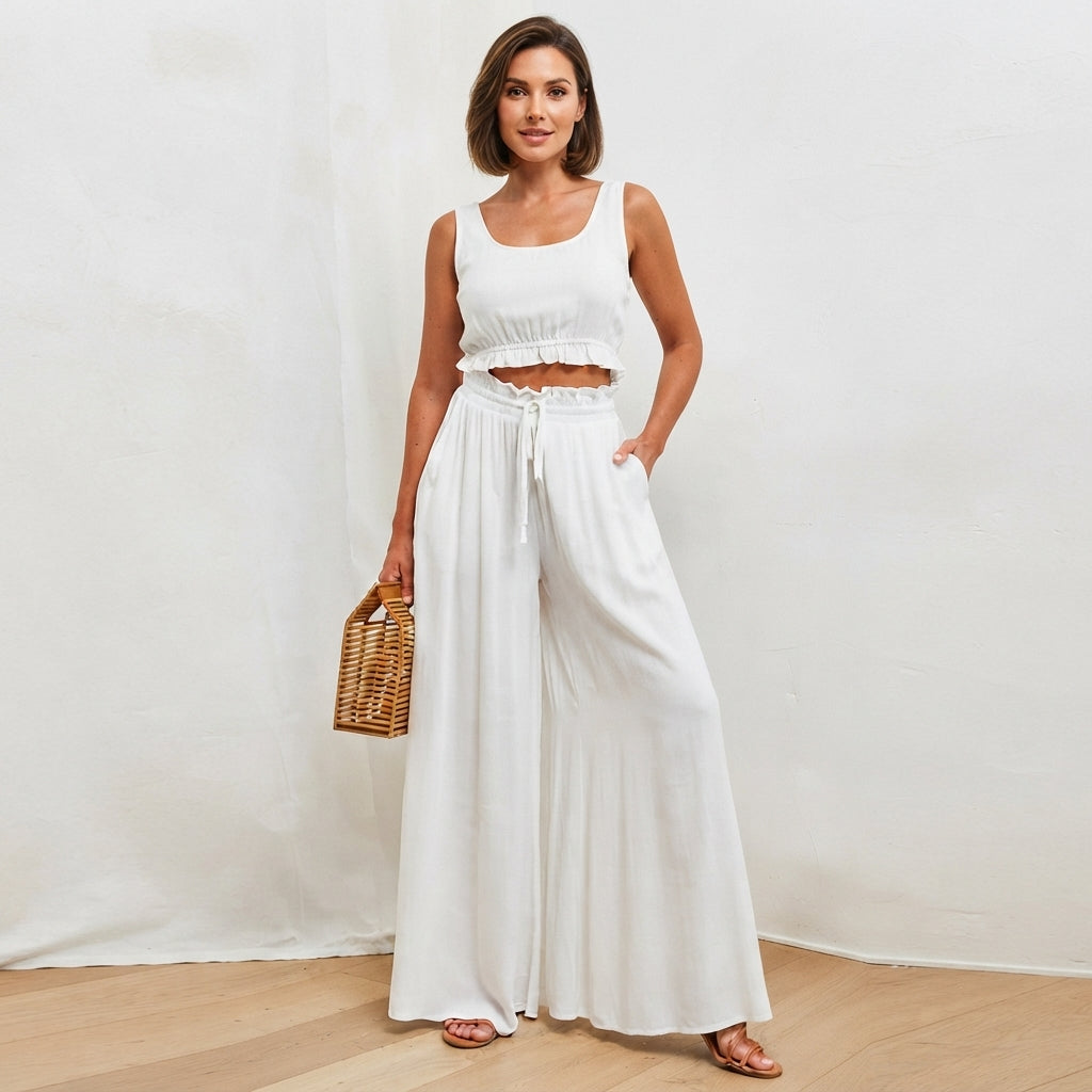 Pantalon Linéa en coton et lin