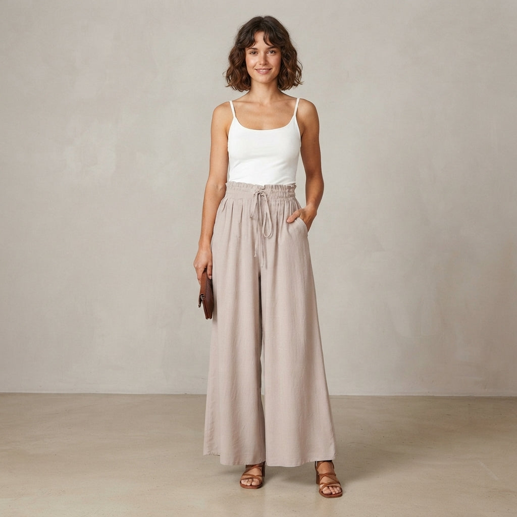 Pantalon Linéa en coton et lin