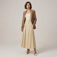 Jupe midi plissée taille haute