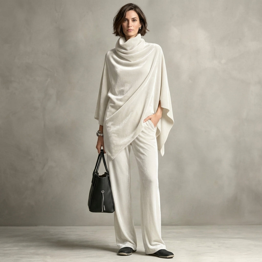 Ensemble deux pièces à jambes larges et effet drapé