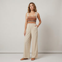 Combinaison beige brodée La Binta