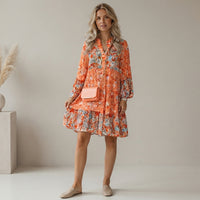 Mini-robe à manches évasées et imprimé