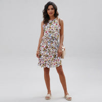 Floral print hippie backless dress