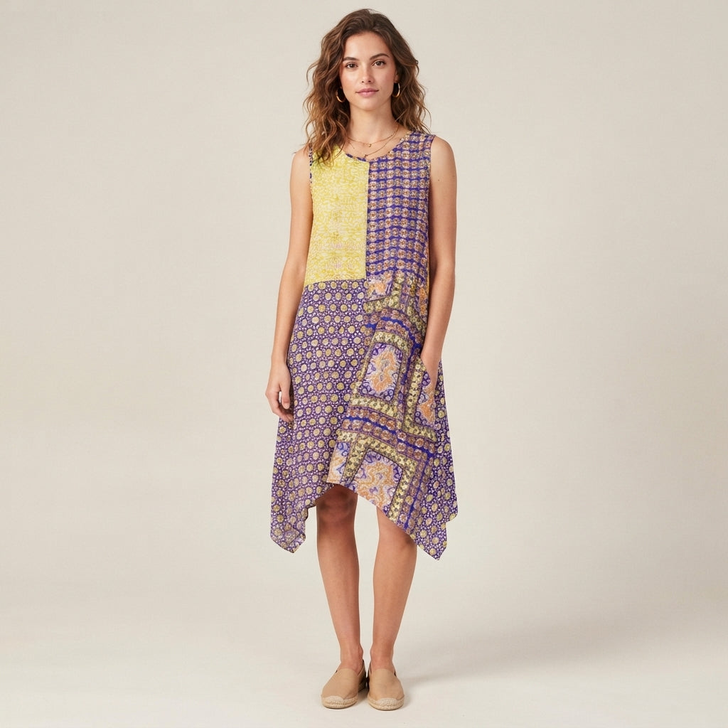 Robe-tunique bohème en patchwork