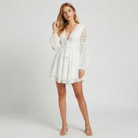 Printed flared sleeve mini dress