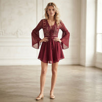 Printed flared sleeve mini dress