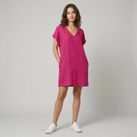 Mini-robe à col en V et manches à volants