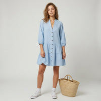 Robe-chemise à volants et motif vichy