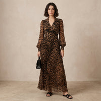 Robe longue portefeuille Mila motif léopard