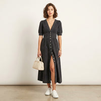 Robe longue en jean boutonnée Romane