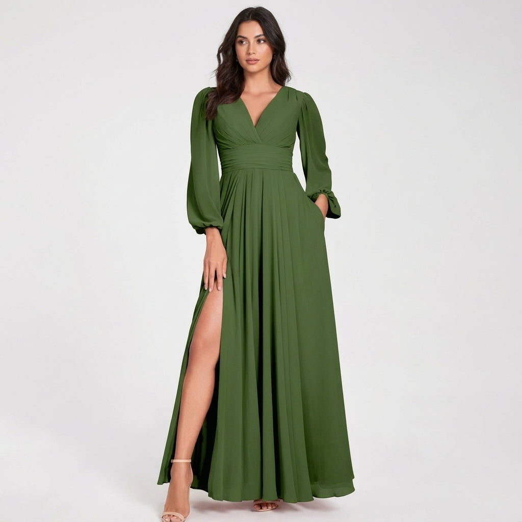 Robe de demoiselle d'honneur Alaina à encolure en V