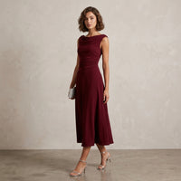 Robe midi drapée et plissée