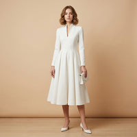 Robe midi Jennifer plissée à col en V
