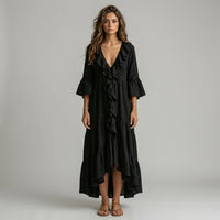 Robe midi bohème à volants