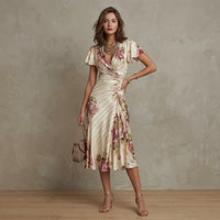 Robe portefeuille mi-longue à fleurs Thomasine