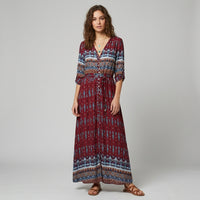 Robe longue bohème boutonnée à l'avant
