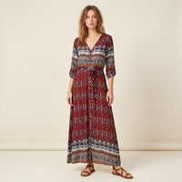 Robe longue bohème boutonnée à l'avant