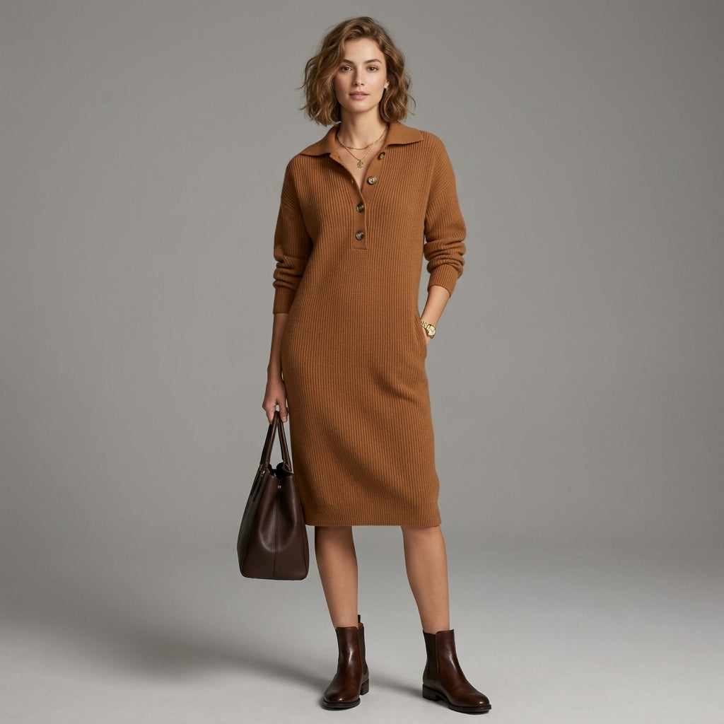 Robe-pull Brielle à col boutonné