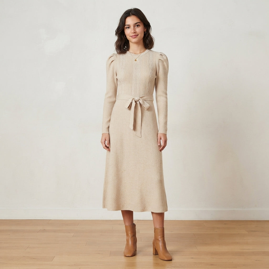 Robe midi évasée taille haute