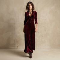 Robe midi trapèze boutonnée
