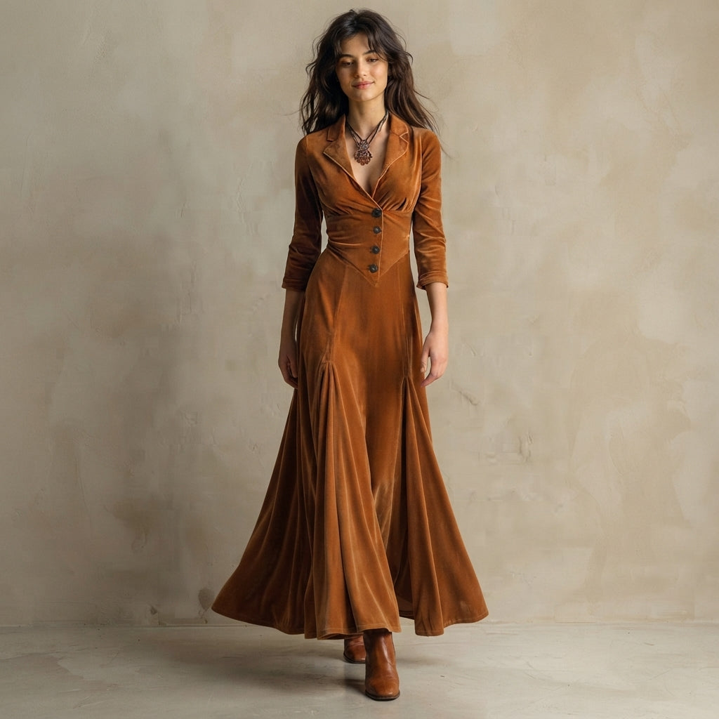Robe midi trapèze boutonnée