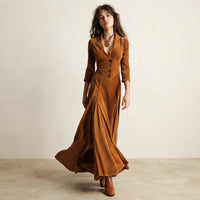 Robe midi trapèze boutonnée