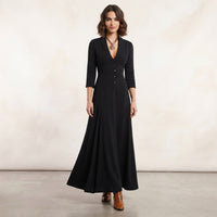 Robe midi trapèze boutonnée