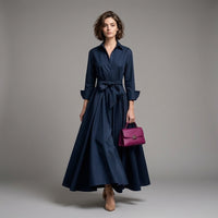 Robe chemise longue trapèze avec ceinture