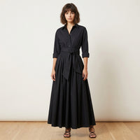 Robe chemise longue trapèze avec ceinture