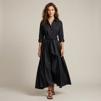 Robe chemise longue trapèze avec ceinture