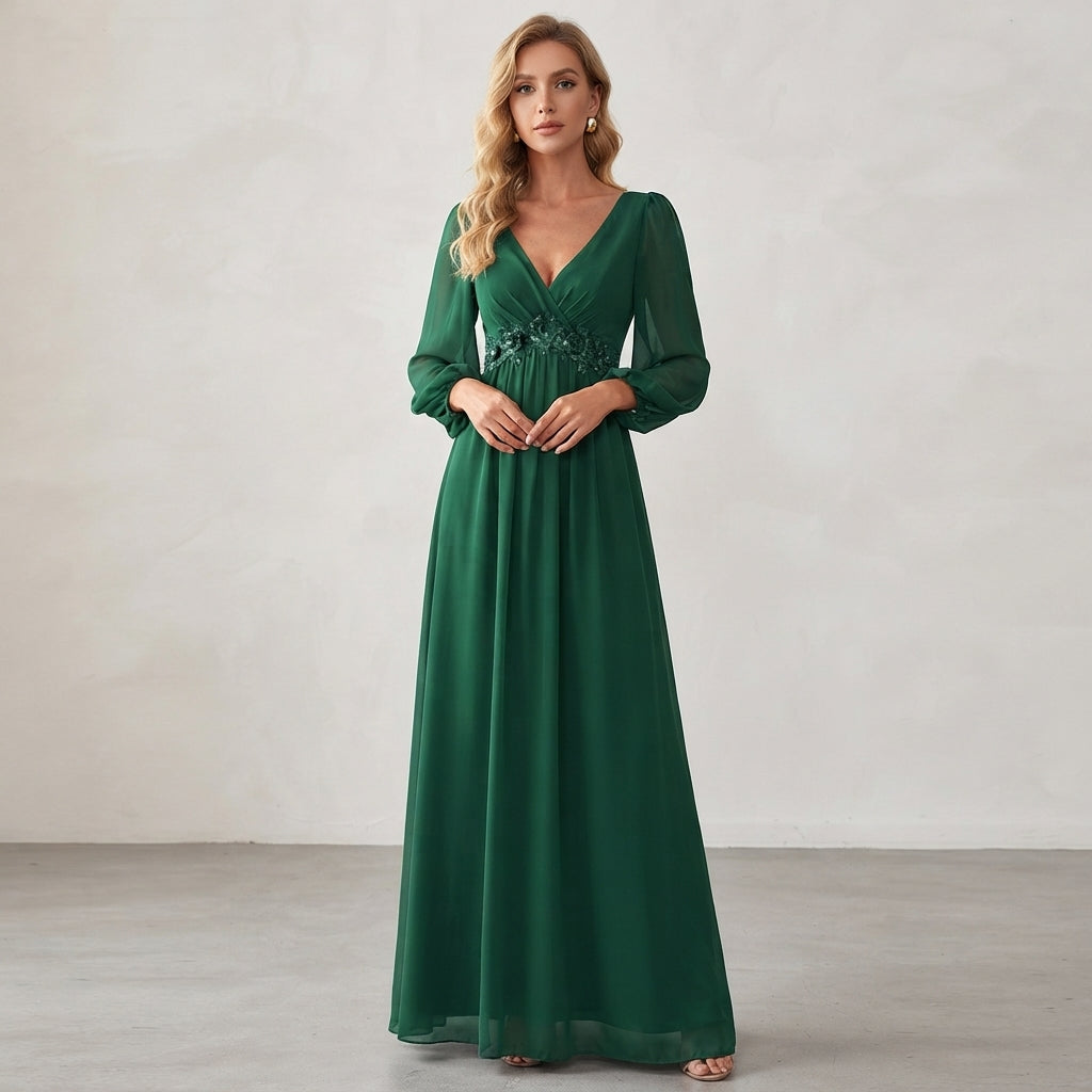 Robe de soirée Zoé à col en V