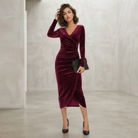 Robe midi portefeuille drapée Aisling