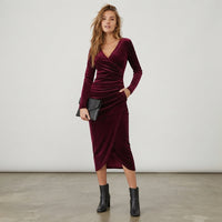 Robe midi portefeuille drapée Aisling