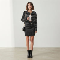 Veste en tweed à petit motif à carreaux