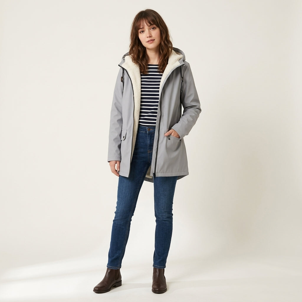 Parka d'hiver longue doublée en polaire