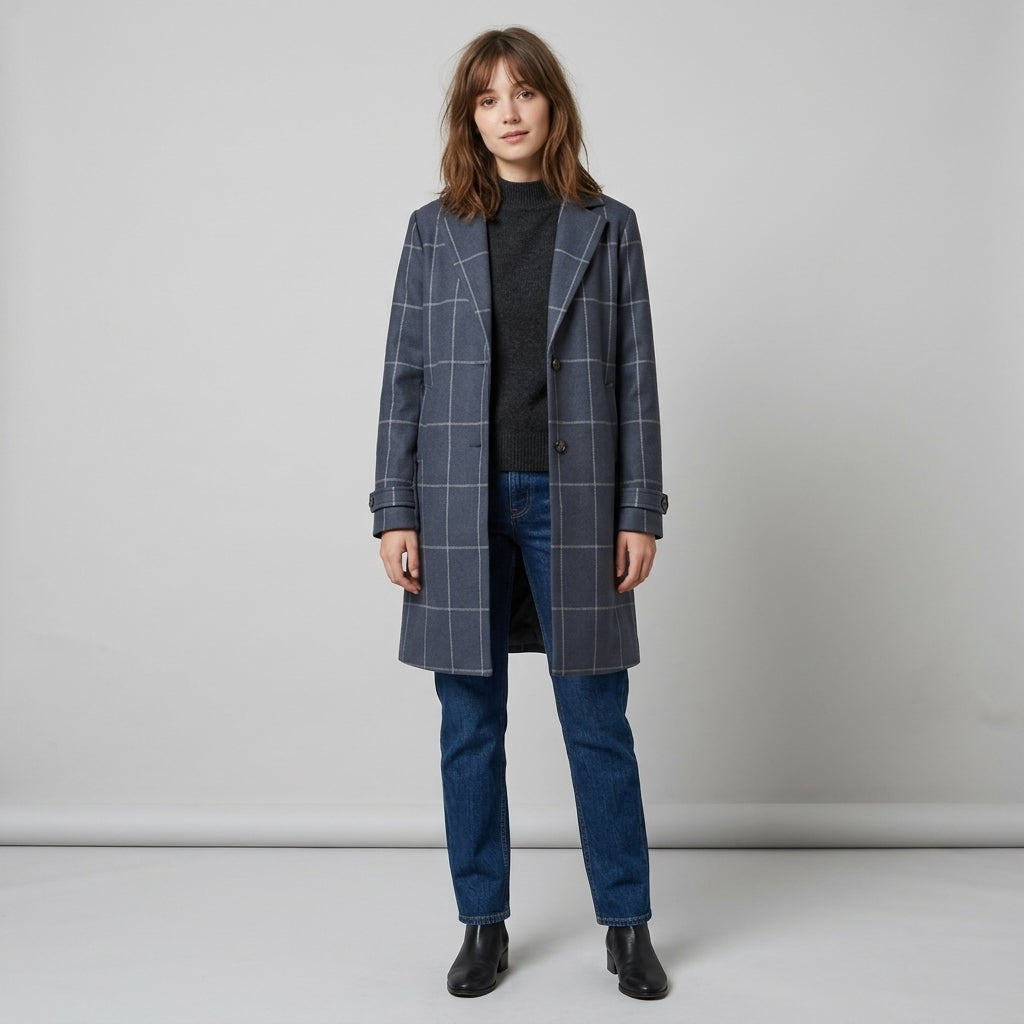 Manteau d'hiver en laine à carreaux