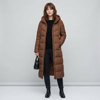 Manteau matelassé long à capuche