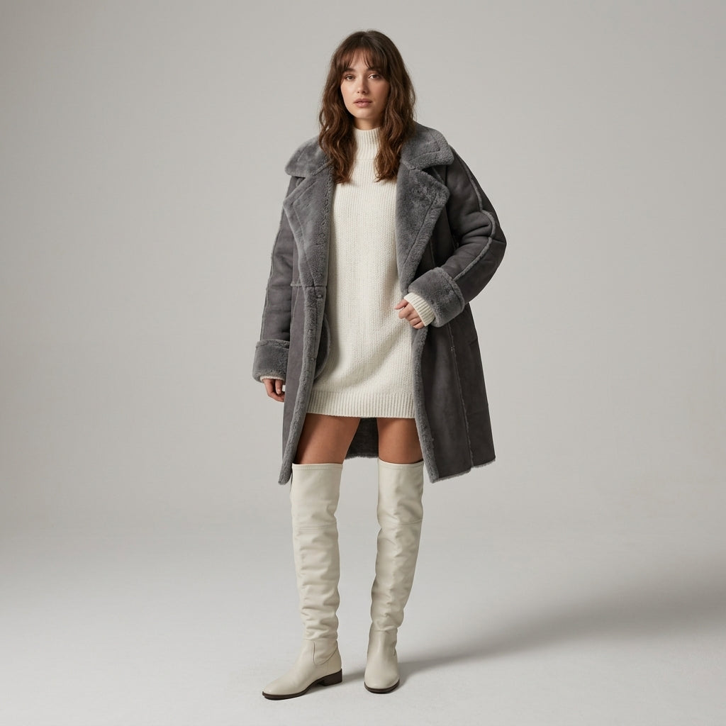 Manteau d'hiver long en fausse fourrure