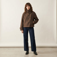 Manteau en mélange de laine à col montant