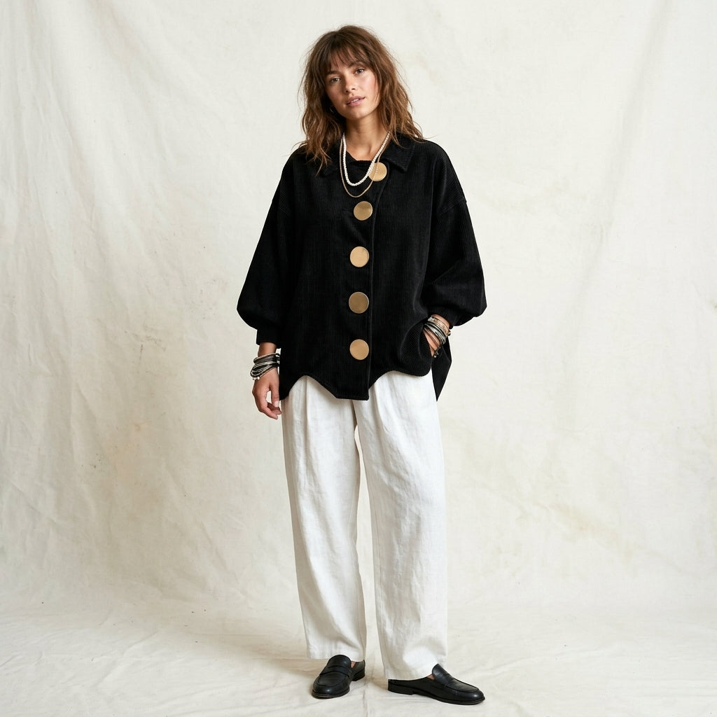 Veste rétro oversize en velours côtelé